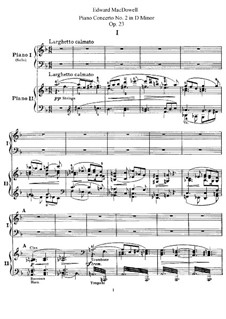 Klavierkonzert Nr.2, Op.23: Teile I-II. Bearbeitung für zwei Klaviere, vierhändig by Edward MacDowell