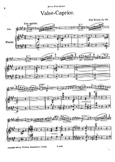 Walzer-Caprice für Flöte und Klavier, Op.201: Partitur by Emil Kronke