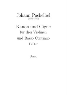 Kanon und Gigue in D-Dur: Basso Continuo Stimme by Johann Pachelbel