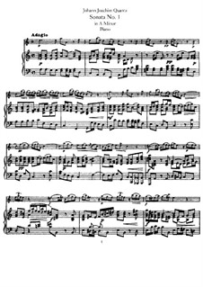 Sonate für Flöte und Basso Continuo Nr.1, QV 1:152 Op.1: Version für Flöte und Klavier – Partitur und Solostimme by Johann Joachim Quantz