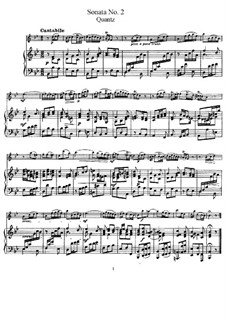 Sonate Flöte und Basso Continuo Nr.2, QV 1:153 Op.1: Version für Flöte und Klavier – Partitur und Solostimme by Johann Joachim Quantz