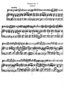 Sonate für Flöte und Basso Continuo Nr.3, QV 1:16 Op.1: Version für Flöte und Klavier – Partitur und Solostimme by Johann Joachim Quantz