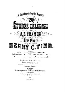 Zwanzig Etüden: Nr.11-20, für zwei Klaviere, vierhändig – Klavierstimme I by Johann Baptist Cramer