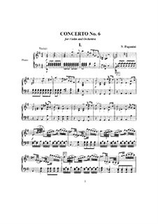 Konzert für Violine und Orchester Nr.6 in e-Moll, MS 75: Teil I, für Violine und Klavier by Niccolò Paganini