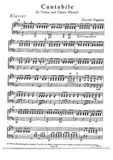 Cantabile für Violine und Gitarre (oder Klavier), MS 109 Op.17: Stimmen by Niccolò Paganini