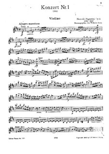 Konzert für Violine und Orchester Nr.1 in D-Dur, Op.6: Solo Stimme by Niccolò Paganini