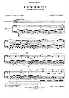 Konzert für die linke Hand in D-Dur, M.82: Bearbeitung für zwei Klaviere by Maurice Ravel