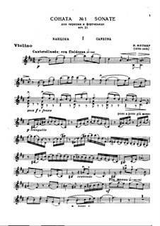 Sonate für Violine und Klavier Nr.1 in h-Moll, Op.21: Solo Stimme by Nikolai Medtner