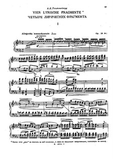 Vier lyrische Fragmente, Op.23: Vier lyrische Fragmente by Nikolai Medtner
