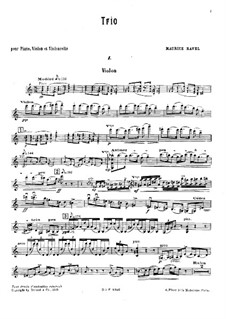 Klaviertrio in a-Moll, M.67: Streicherstimmen by Maurice Ravel