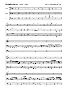 Sonate für Violine, Fagott und Basso Continuo Nr.12 in d-Moll: Sonate für Violine, Fagott und Basso Continuo Nr.12 in d-Moll by Giovanni Battista Fontana