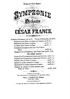 Sinfonie in d-Moll, Op.48: Teil I, für Klavier, vierhändig by César Franck