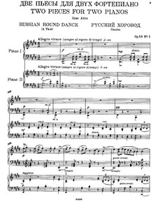 Zwei Stücke, Op.58: No.1 Russian Round Dance, for two pianos four hands by Nikolai Medtner