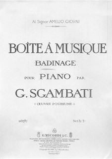 Boîte à musique: Für Klavier by Giovanni Sgambati