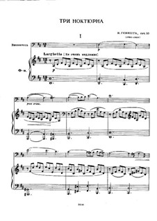 Drei Nocturnes für Cello und Klavier, Op.10: Drei Nocturnes für Cello und Klavier by Iosif Iosifovich Genishta