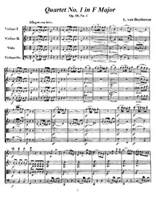 Quartett Nr.1 in F-Dur: Vollpartitur und Stimmen by Ludwig van Beethoven