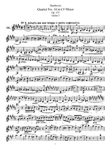 Streichquartett Nr.14 in cis-Moll, Op.131: Violinstimme II by Ludwig van Beethoven