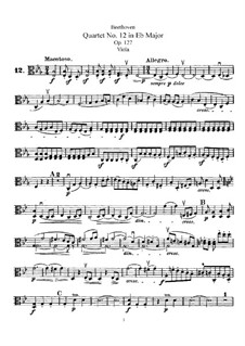Streichquartett Nr.12 in Es-Dur, Op.127: Bratschenstimme by Ludwig van Beethoven