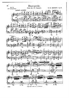 Klavierkonzert No.4 in f-Moll, Op.19: Barkarole für Klavier by William Sterndale Bennett