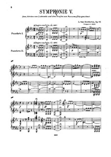 Vollständiger Sinfonie: Teile I-II. Version für zwei Klaviere, vierhändig by Ludwig van Beethoven