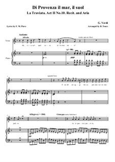 Di provenza il mar: Für Stimme und Klavier (Italienischer Text) by Giuseppe Verdi