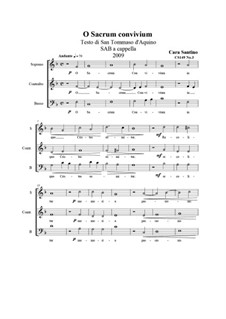 O Sacrum Convivium. SAB a cappella, CS149 No.3: O Sacrum Convivium. SAB a cappella by Santino Cara