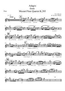 Quartett für Flöte und Streicher Nr.28 in D-Dur, K.285: Adagio, für Flöte und Klavier – Solo Stimme by Wolfgang Amadeus Mozart