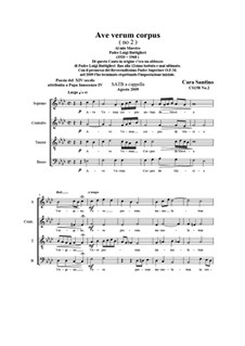 Ave verum corpus (No.2). SATB a cappella, Op.158 No.2: Ave verum corpus (No.2). SATB a cappella by Santino Cara
