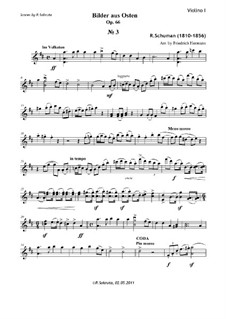 Bilder aus dem Osten, Op.66: Nr.3, für Streichquartett – Stimmen by Robert Schumann