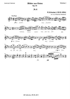 Bilder aus dem Osten, Op.66: Nr.4, für Streichquartett – Stimmen by Robert Schumann