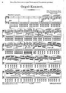 Konzert für Orgel und Orchester in d-Moll: Version für Klavier by Wilhelm Friedemann Bach