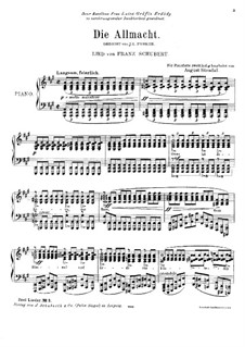 Die Allmacht, D.852 Op.79 No.2: Bearbeitung für Klavier by Franz Schubert