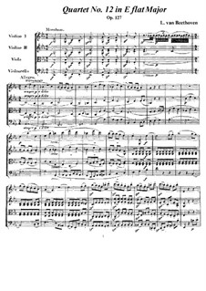 Streichquartett Nr.12 in Es-Dur, Op.127: Vollpartitur und Stimmen by Ludwig van Beethoven