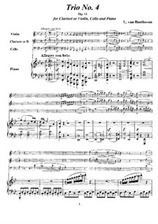 Trio für Klarinette, Cello und Klavier Nr.4 'Gassenhauer', Op.11: Partitur und Stimmen by Ludwig van Beethoven