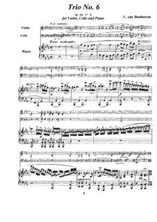 Trio für Violine, Cello und Klavier Nr.6, Op.70 No.2: Vollpartitur und Stimmen by Ludwig van Beethoven