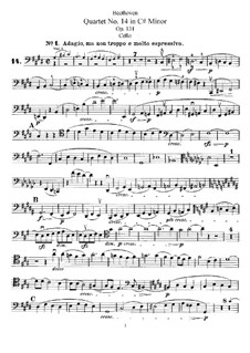 Streichquartett Nr.14 in cis-Moll, Op.131: Cellostimme by Ludwig van Beethoven