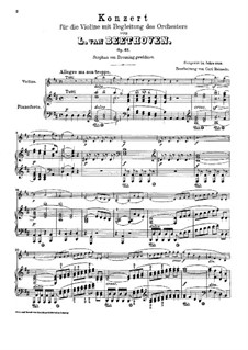 Konzert für Violine und Orchester in D-Dur, Op.61: Version für Violine und Klavier by Ludwig van Beethoven