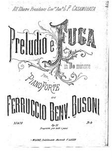Präludium und Fuge in c-Moll, BV 85 Op.21: Für Klavier by Ferruccio Busoni