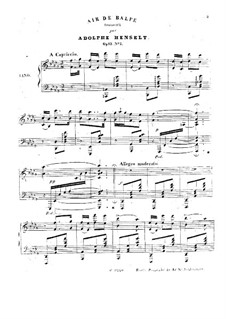 Zehn Klavierstücke, Op.13: No.5 Air de Balfe by Adolf von Henselt