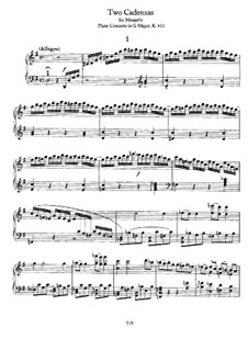 Konzert für Klavier und Orchester Nr.17 in G-Dur, K.453: Zwei Kadenzen by Wolfgang Amadeus Mozart