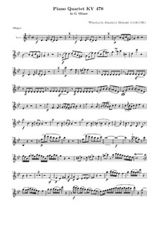 Quartett für Klavier und Streicher Nr.1 in g-Moll, K.478: Violinstimme by Wolfgang Amadeus Mozart