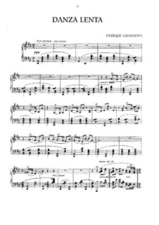 Zwei Spanische Tänze, Op.37: Danza lenta, für Klavier by Enrique Granados