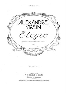 Elegie für Klaviertrio, Op.16: Vollpartitur by Alexander Krein