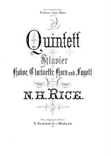 Quintett für Klavier und Blasinstrumente in B-Dur, Op.2: Vollpartitur by N.H. Rice