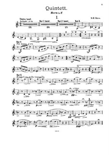 Quintett für Klavier und Blasinstrumente in B-Dur, Op.2: Hornstimme by N.H. Rice
