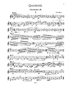 Quintett für Klavier und Blasinstrumente in B-Dur, Op.2: Klarinettenstimme by N.H. Rice