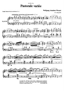 Pastorale Variée, K.209b: Pastorale Variée by Wolfgang Amadeus Mozart