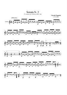 Siebenunddreissig Sonaten für Gitarre, MS 84: Sonate Nr.3 by Niccolò Paganini