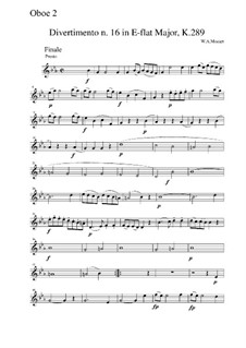 Divertissement in Es-Dur, K.289: Teil IV – Oboenstimme II by Wolfgang Amadeus Mozart