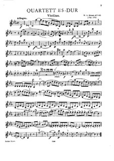 Quartett für Klavier und Streicher Nr.2 in Es-Dur, K.493: Vollpartitur, Stimmen by Wolfgang Amadeus Mozart